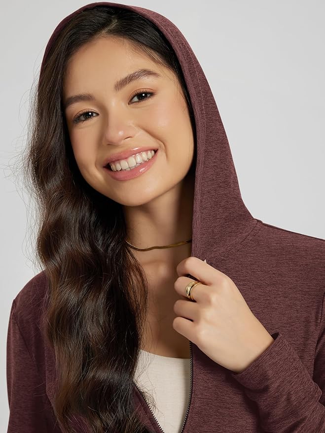 ODODOS Women's Full-Zip Cropped Hoodie - odSTRATUM Tech Ultra Soft UPF 50+ Hooded Jacket with Pockets