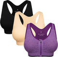 Women's Zip Front Sports Bra Wireless Post-Surgery Bra Active Yoga Sports Bras