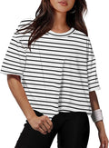 XIEERDUO Cotton Tshirts for Women Drop Shoulder Round Neck Oversized Crop Tops Workout Tops Tees