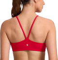 CRZ YOGA Butterlift Double Lined V Back Sports Bras for Women - Scoop Neck Spaghetti Strap Wireless Yoga Top Non Padded
