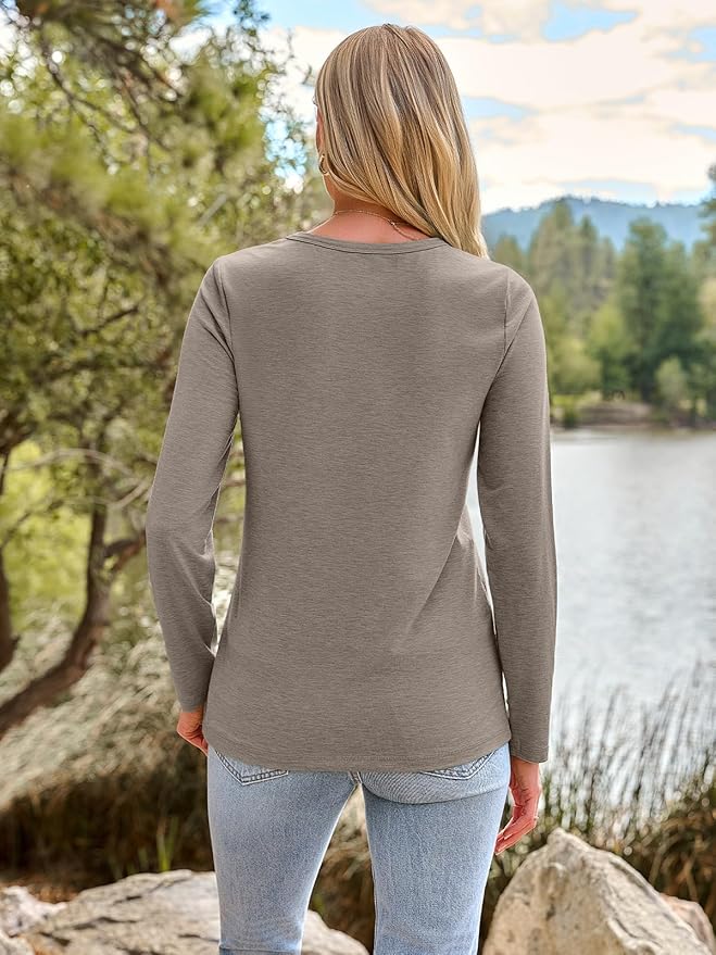 AUTOMET Women‘s Basic Long Sleeve Crewneck, Plus Size Winter & Spring Top, Casual Fall Tee for Teacher & Everyday Outfits