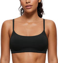 CRZ YOGA Butterluxe Adjustable Spaghetti Strap Sports Bras for Women - Scoop Neck Wireless Padded Yoga Workout Crop Top