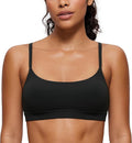CRZ YOGA Butterluxe Adjustable Spaghetti Strap Sports Bras for Women - Scoop Neck Wireless Padded Yoga Workout Crop Top