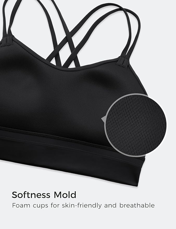 CRZ YOGA Softness Mold Butterluxe Strappy Longline Sports Bras for Women - Double Spaghetti Strap Workout Yoga Crop Top