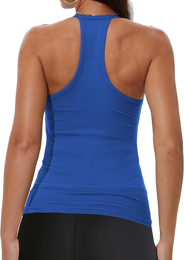iGENJUN Workout Tops for Women Racerback Basic Tank Summer 2026 Camisole V Neck Slim Fit Ribbed Sleeveless