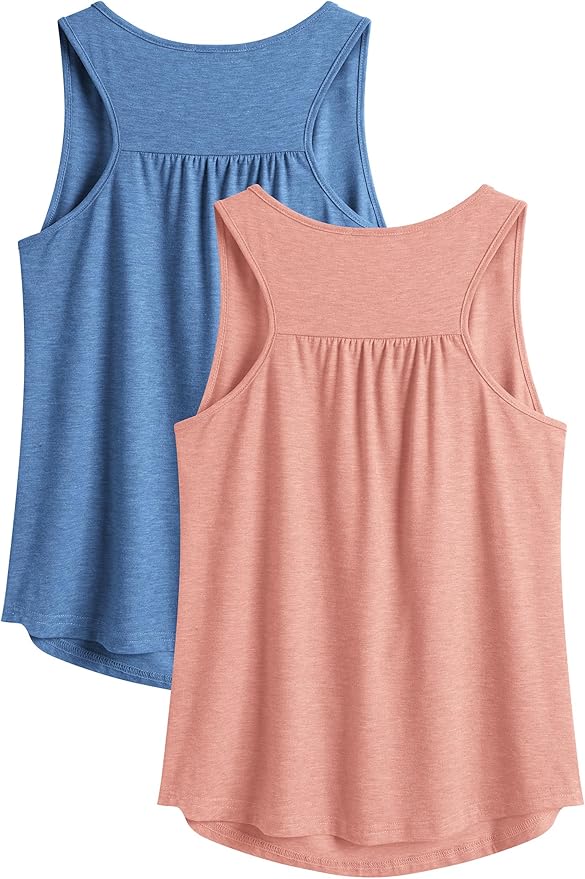 PINSPARK Workout Tops for Women Racerback Tank Tops Sleeveless Athletic Running Shirts Lightweight Yoga Gym Tank,2 Pack S-3XL