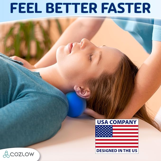 COZLOW Double Lacrosse Silicone Massage Ball - Cobalt Blue - Peanut Trigger Point Roller for Mobility, Deep Tissue Therapy, Myofascial Release - Acupressure Tool for Muscle Pain Relief