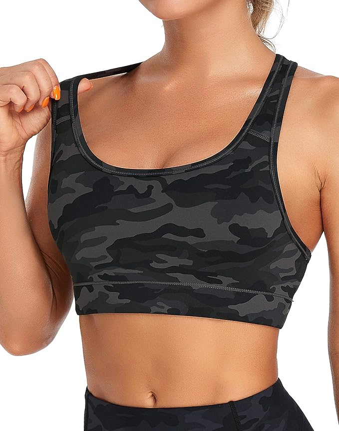 Oalka Women's Racerback Sports Fitness Support Workout Running Bras