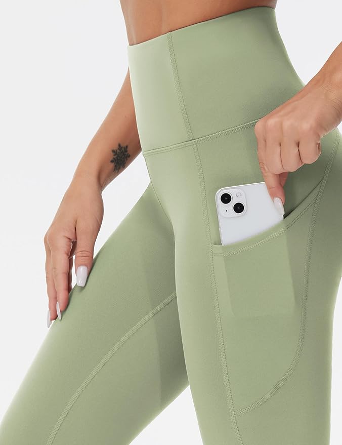 THE GYM PEOPLE Thick High Waist Yoga Pants with Pockets, Tummy Control Workout Running Yoga Leggings for Women