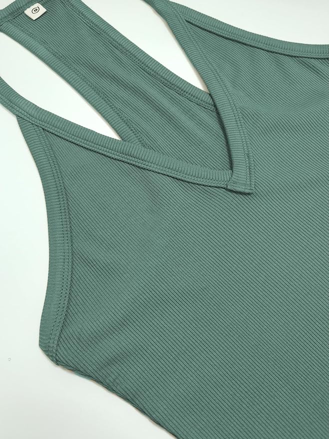 iGENJUN Workout Tops for Women Racerback Basic Tank Summer 2026 Camisole V Neck Slim Fit Ribbed Sleeveless