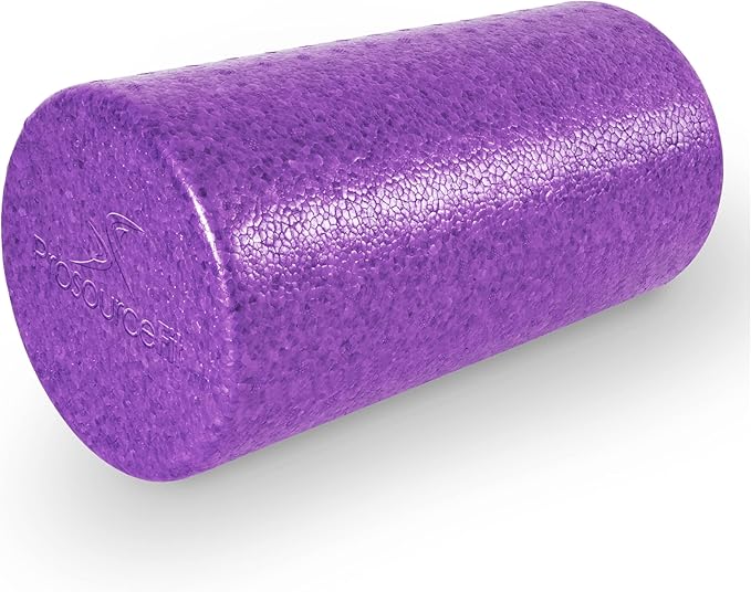 ProsourceFit High Density Foam Rollers 12 - inches long, Firm Full Body Athletic Massager for Back Stretching, Yoga, Pilates, Post Workout Trigger Point Release, Purple