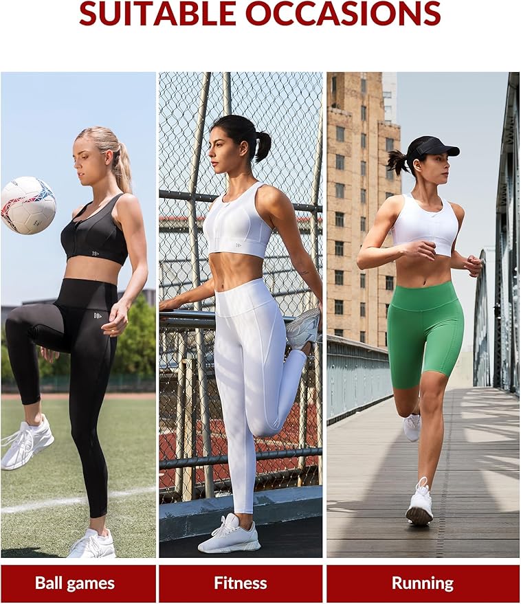 Yvette Zip Front Sports Bra - High Impact Sports Bras for Women Plus Size Workout Fitness Running