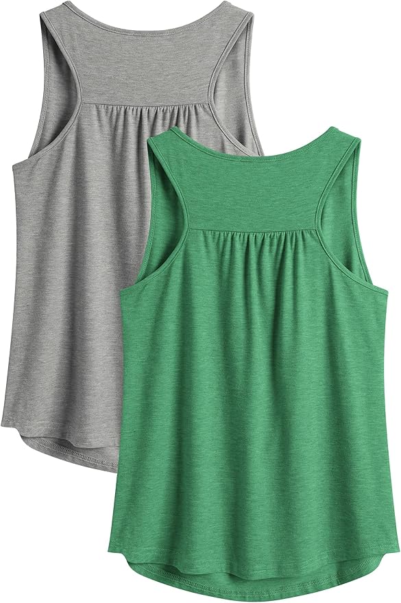 PINSPARK Workout Tops for Women Racerback Tank Tops Sleeveless Athletic Running Shirts Lightweight Yoga Gym Tank,2 Pack S-3XL