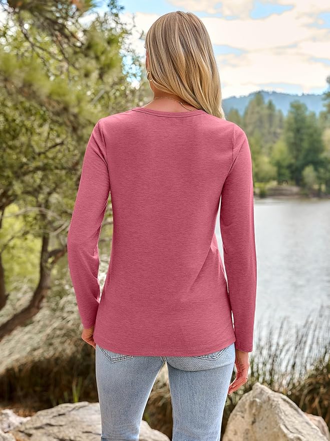 AUTOMET Women‘s Basic Long Sleeve Crewneck, Plus Size Winter & Spring Top, Casual Fall Tee for Teacher & Everyday Outfits