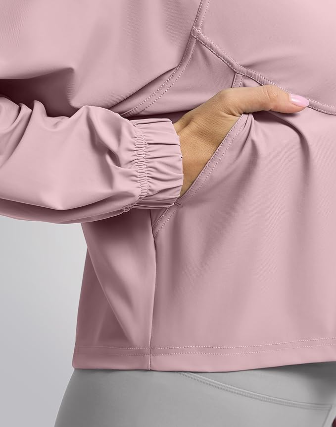 Soothfeel Women's Athletic workout Jacket Lightweight UPF 50+ Long Sleeve Sun Protection Shirts Zip Up Cropped Hiking Tops