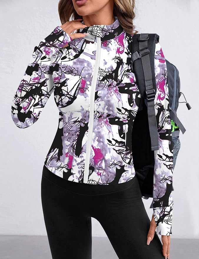 Avoogue Women Lightweight Active Jacket Full Zip Workout Running Yoga Athletic Outerwear with Pockets