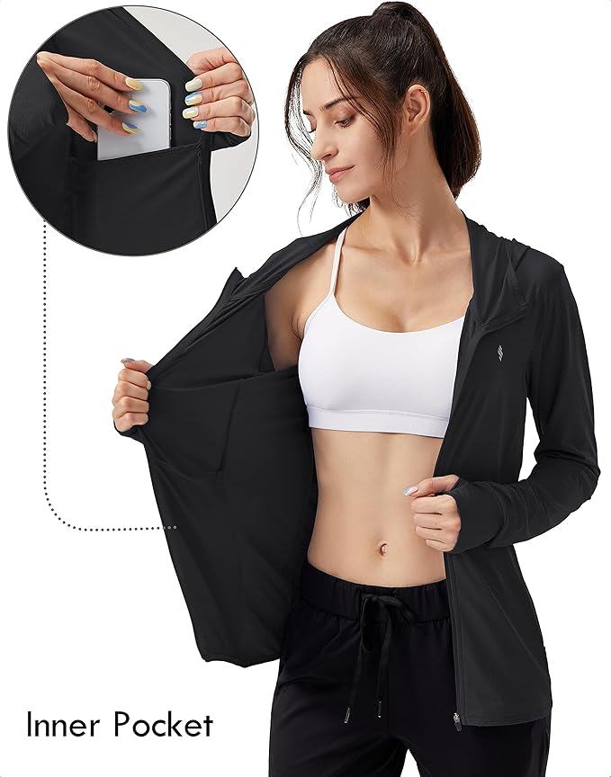 Soothfeel Women's UPF 50+ Sun Protection Hoodie Jacket Lightweight Long Sleeve Sun Shirt for Women with Pocket Hiking Outdoor