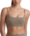 CRZ YOGA Butterluxe Adjustable Spaghetti Strap Sports Bras for Women - Scoop Neck Wireless Padded Yoga Workout Crop Top