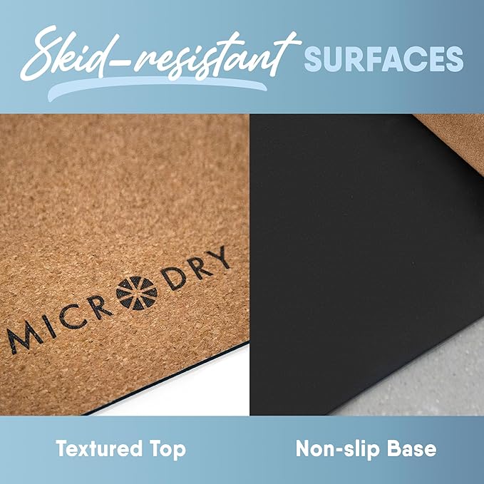 MICRODRY Cork Mat for Yoga, Pilates, Exercise and More, Fitness Mats for Home Workout, 72 (L) x 26 (W) x 0.25 (Th) inches Each Gym Mat