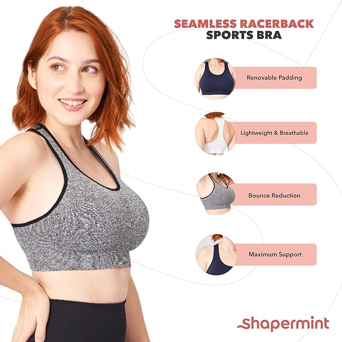 SHAPERMINT Sports Bras for Women - Workout Bras for Women, Plus Size Sports Bra, Workout Tops for Women High Support