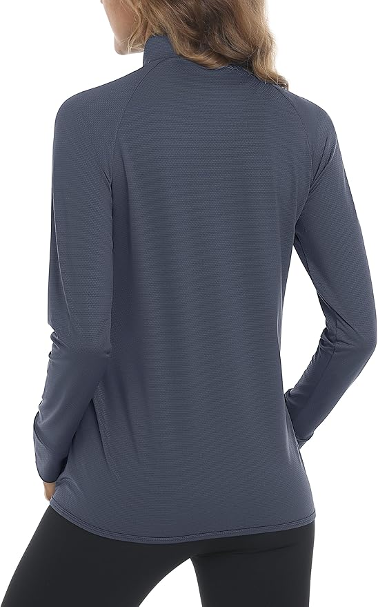 MAGCOMSEN Women's UPF 50+ Lightweight Athletic Jacket Sun Protection Full Zip Long Sleeve Shirts Hiking Outdoor Pockets
