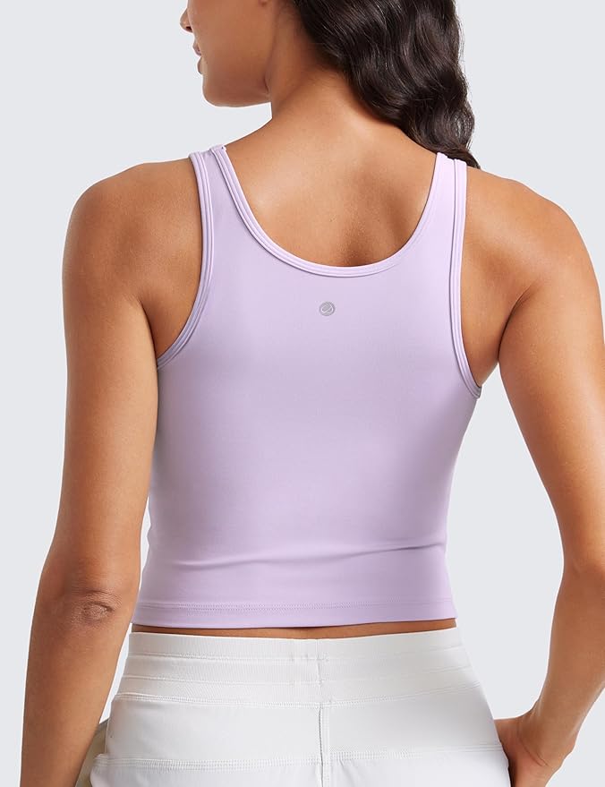 CRZ YOGA Butterluxe Double Lined Tank Tops for Women - Workout Casual Scoop Neck Racerback Crop Sleeveless Shirt