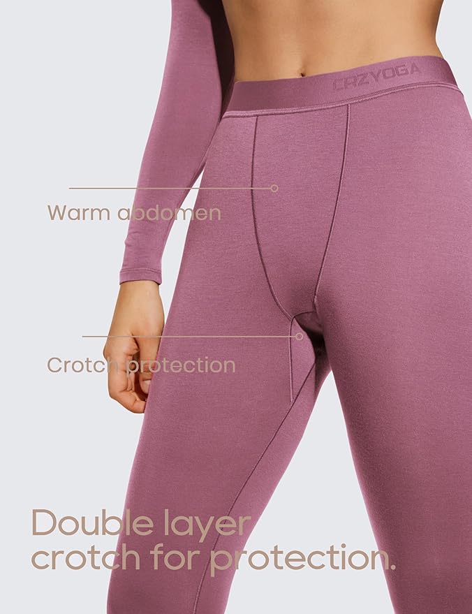 CRZ YOGA Soft Thermal Underwear Sets for Women Lightweight Long Johns Base Layer Pajamas Warm Top Bottom