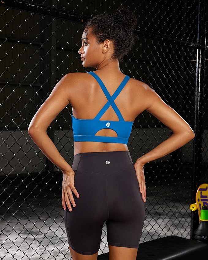 RUNNING GIRL Sports Bra for Women High Support,Molded Cup Strappy Running Sports Bras with Sewn in Pads