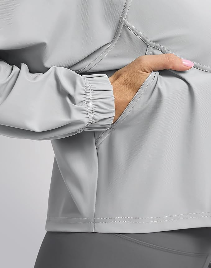 Soothfeel Women's Athletic workout Jacket Lightweight UPF 50+ Long Sleeve Sun Protection Shirts Zip Up Cropped Hiking Tops