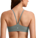 CRZ YOGA Butterlift Double Lined V Back Sports Bras for Women - Scoop Neck Spaghetti Strap Wireless Yoga Top Non Padded