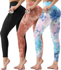 3 Pack Leggings with Pockets for Women,Butt Lift High Waisted Tummy Control Workout Yoga Pants Reg & Plus Size