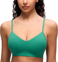 CRZ YOGA Butterluxe V-Neck Sports Bras for Women - Adjustable Thin Straps Padded Yoga Top Basic Wireless Camisole