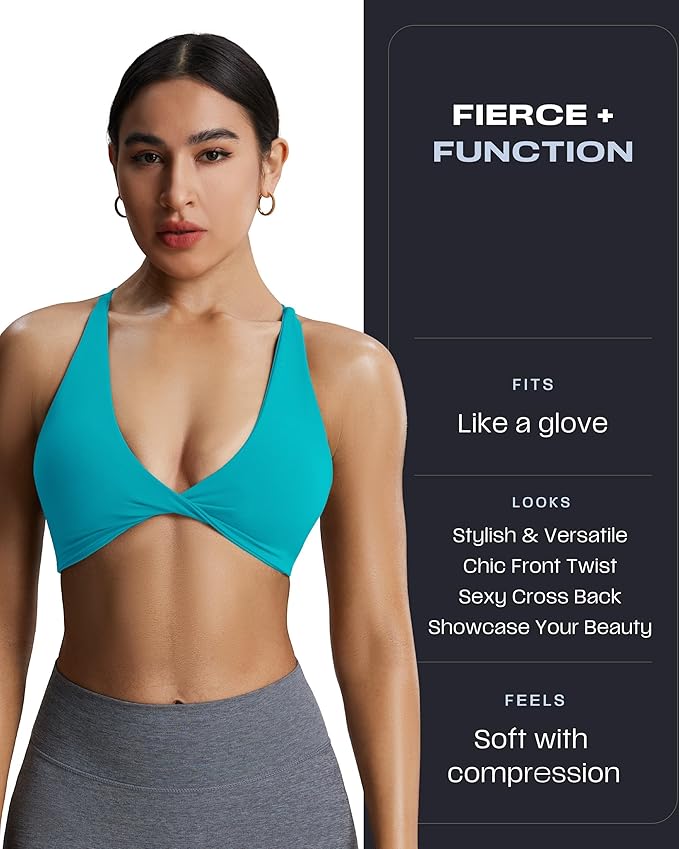 Aoxjox Women's Workout Sports Bras Fitness Metamorph Sienna Twist Bra Yoga Crop Tank