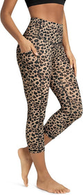 ODODOS Women's High Waisted Yoga Capris with Pockets, Tummy Control Non See Through Workout Athletic Running Capri Leggings