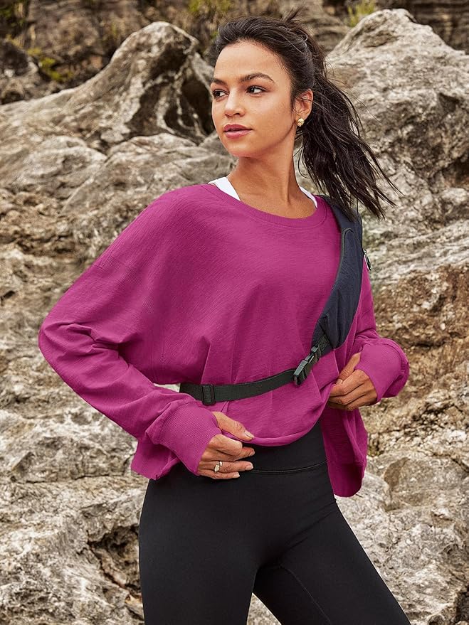 Panadila Womens Open Back Workout Top Long Sleeve Athletic Shirts Casual Crop Running Tee Y2k Yoga
