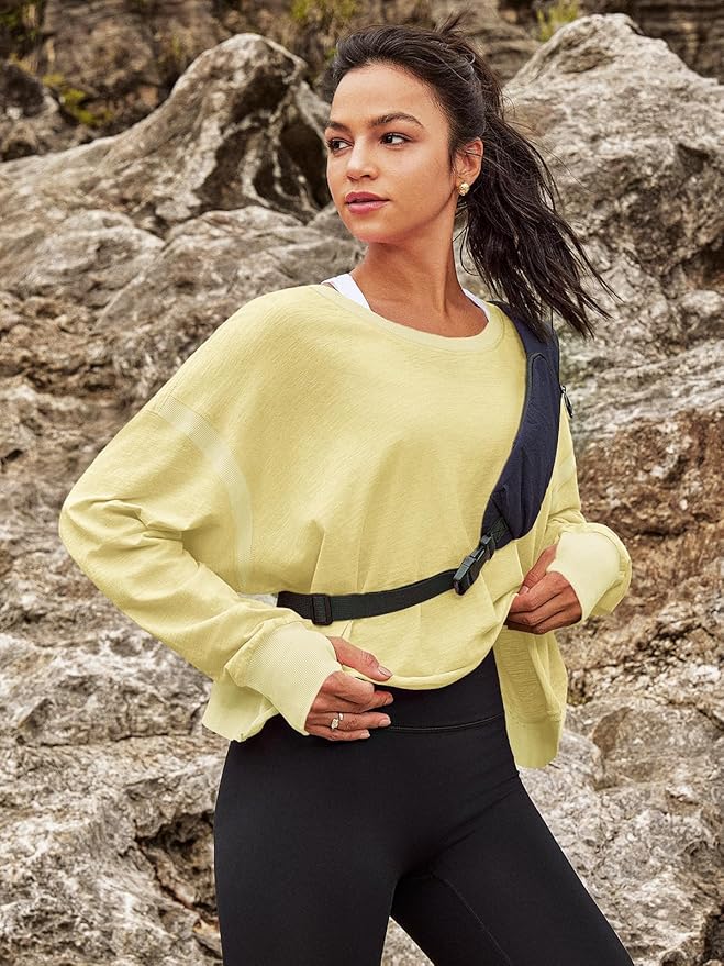 Panadila Womens Open Back Workout Top Long Sleeve Athletic Shirts Casual Crop Running Tee Y2k Yoga