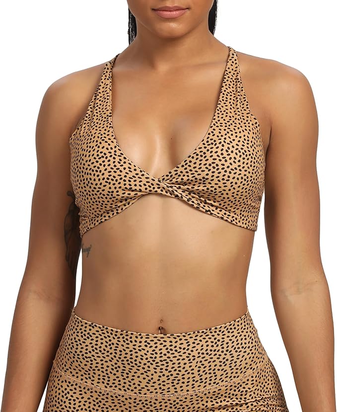 Aoxjox Women's Workout Sports Bras Fitness Metamorph Sienna Twist Bra Yoga Crop Tank