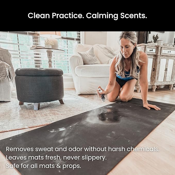 Yoga Clean – Eco-Friendly Yoga Mat Cleaner & Deodorizing Spray | Neutralizes Sweat & Odor to Protect Your Mat | 8 oz Plant-Based Formula, Spa-Like Scent, Made in the USA