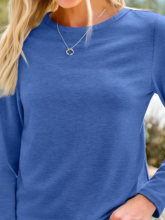 AUTOMET Women‘s Basic Long Sleeve Crewneck, Plus Size Winter & Spring Top, Casual Fall Tee for Teacher & Everyday Outfits