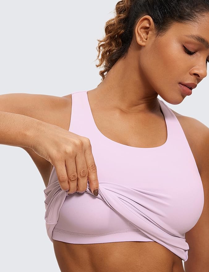 CRZ YOGA Butterluxe Workout Racerback Tank Tops for Women - Padded Athletic Spandex Yoga Shirts with Built in Bra
