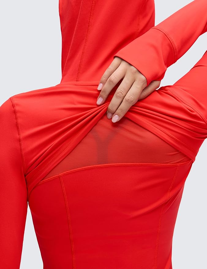 CRZ YOGA Butterluxe Hooded Athletic Jackets for Women - Full Zip Track Casual Tops with Thumb Holes Pockets
