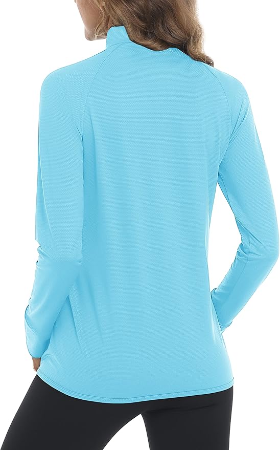 MAGCOMSEN Women's UPF 50+ Lightweight Athletic Jacket Sun Protection Full Zip Long Sleeve Shirts Hiking Outdoor Pockets