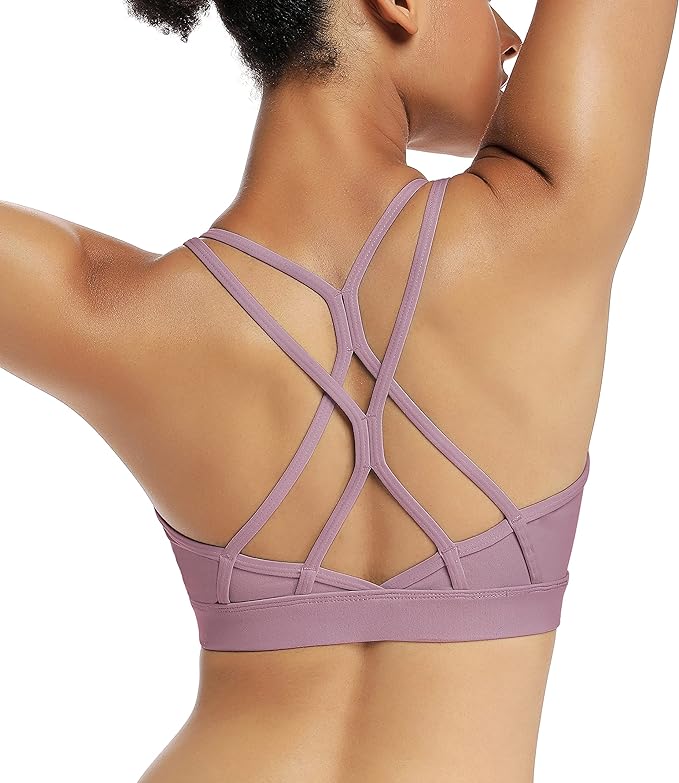 RUNNING GIRL Sports Bras for Women,Strappy Crisscross Back Padded Low Impact Running Sports Bra with Removable Cups