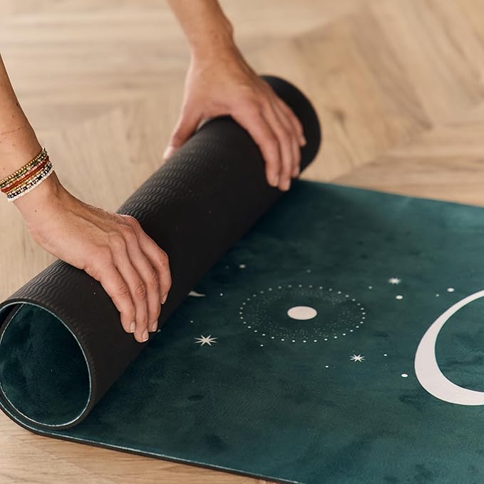 Yoga Mat With Strap 5mm Non Slip Suede & TPE - Eco-Friendly Fitness & Exercise Mat for Home Gym, Pilates, Hot Yoga, and Meditation - Lightweight Durable 72 x 24 inch Workout Mat for Women, Men