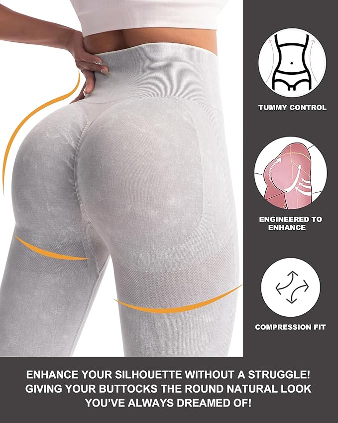 CHRLEISURE Workout Leggings Sets for Women, Gym Scrunch Butt Butt Lifting Seamless Leggings 3 Piece