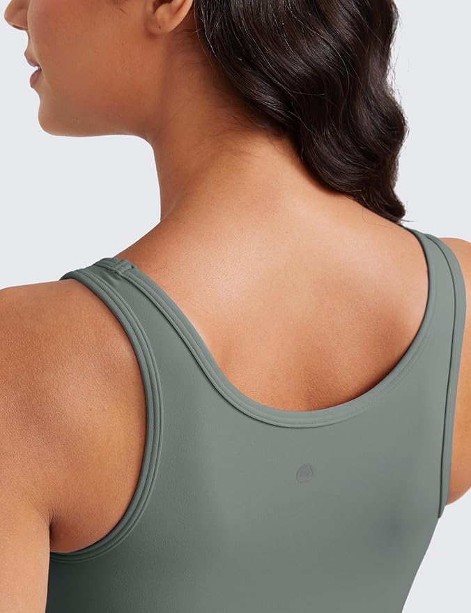 CRZ YOGA Butterluxe Double Lined Tank Tops for Women - Workout Casual Scoop Neck Racerback Crop Sleeveless Shirt