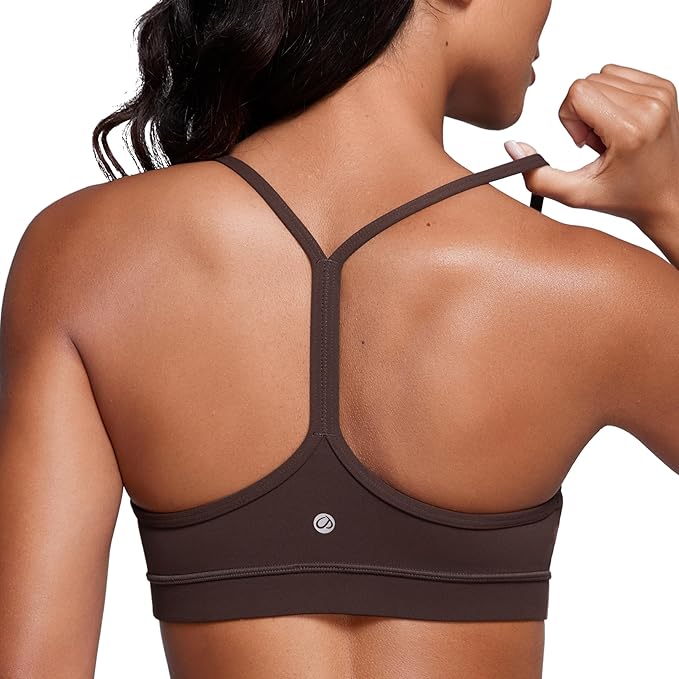 CRZ YOGA Butterluxe Y Back Sports Bras for Women - Padded Racerback Low Impact Spaghetti Thin Strap Workout Yoga Top