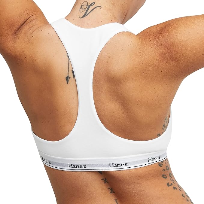 Hanes Women's Originals Racerback Bralette Pack, Breathable Stretch Cotton Bras, 2-Pack