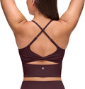 CRZ YOGA Butterluxe Twist Cross Back Crop Tank Tops for Women - Padded Adjustable Straps Yoga Longline Sports Bras