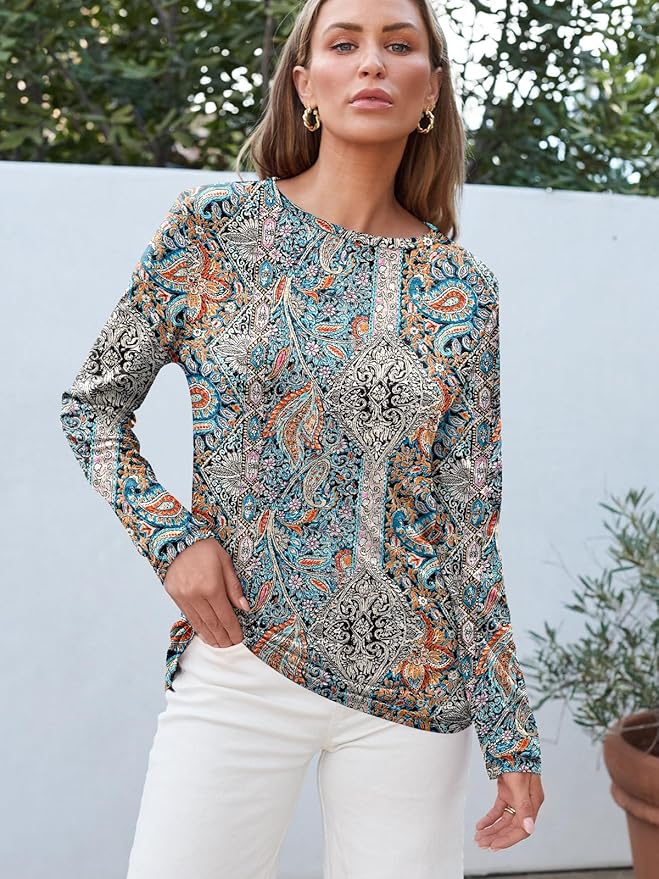 AUTOMET Women‘s Basic Long Sleeve Crewneck, Plus Size Winter & Spring Top, Casual Fall Tee for Teacher & Everyday Outfits